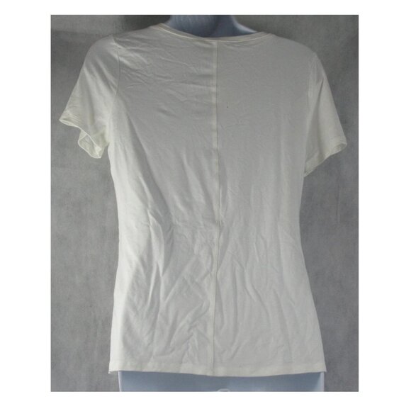 INC Women's Short-Sleeve Scoop-Neck Soft 96% Rayon T-Shirt, Ivory, Small - Picture 2 of 2